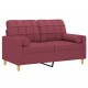 Dvivietė sofa su pagalvėlėmis, raudonojo vyno, 120cm, audinys