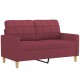 Dvivietė sofa su pagalvėlėmis, raudonojo vyno, 120cm, audinys