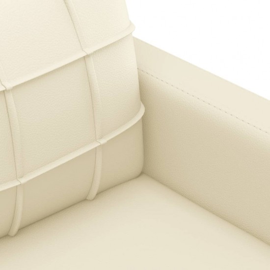 Sofos komplektas su pagalvėmis, 4 dalių, kreminis, dirbtinė oda
