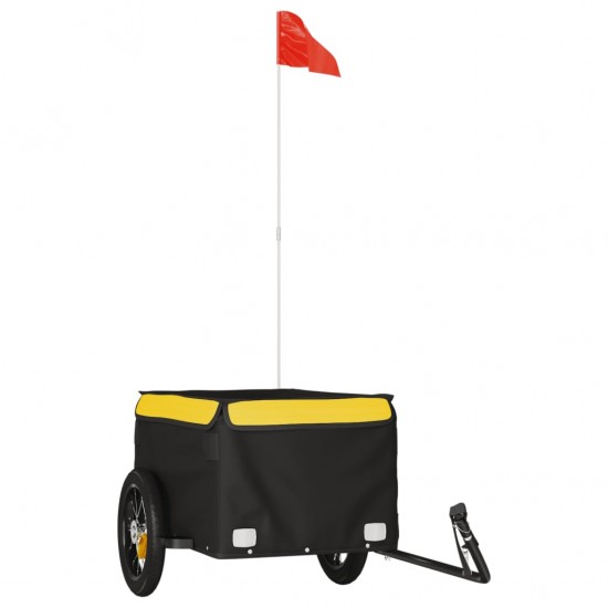 Krovininė dviračio priekaba, juoda ir geltona, 30kg, geležis