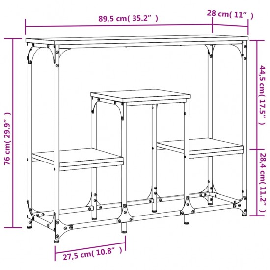 Konsolinis staliukas, juodas, 89,5x28x76cm, apdirbta mediena
