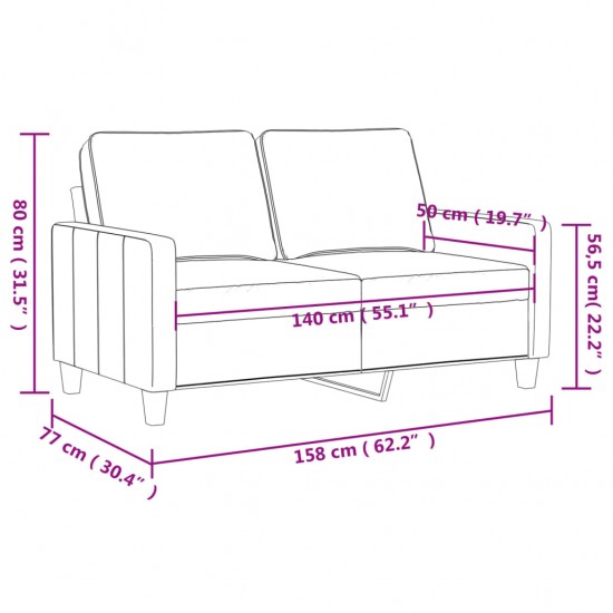 Dvivietė sofa, pilkos spalvos, 140cm, dirbtinė oda