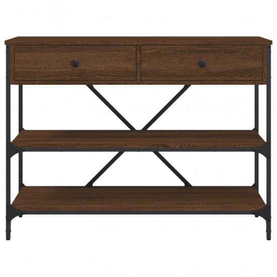 Konsolinis staliukas su stalčiais/lentynomis, rudas, mediena