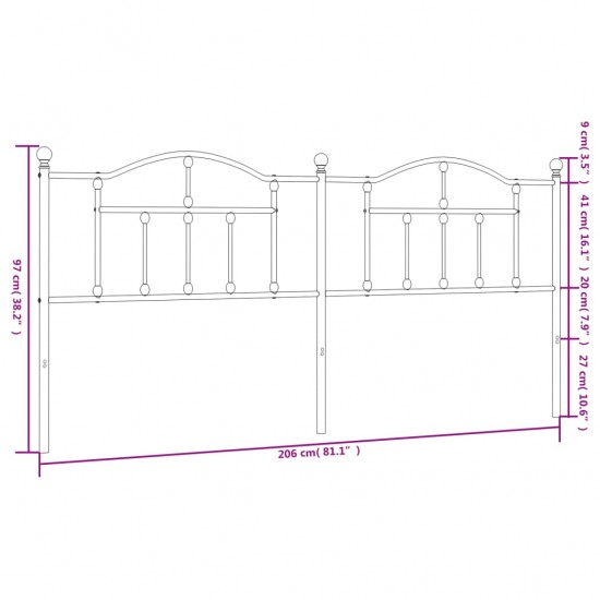 Metalinis galvūgalis, baltos spalvos, 200cm