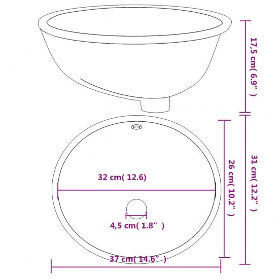 Vonios kambario praustuvas, baltas, 37x31x17,5cm, keramika