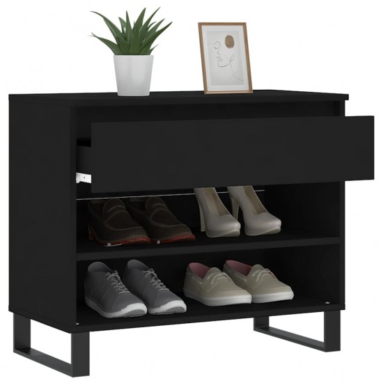 Spintelė batams, juodos spalvos, 70x36x60cm, apdirbta mediena