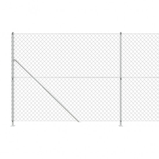 Tinklinė tvora su flanšais, sidabrinės spalvos, 1,6x25m