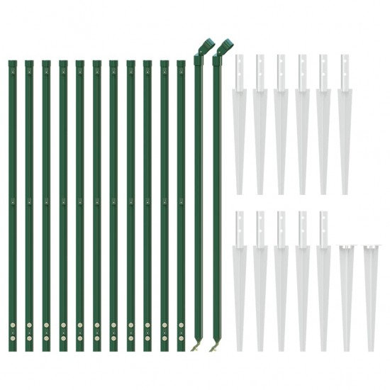 Vielinė tinklinė tvora su smaigais, žalios spalvos, 1,1x25m