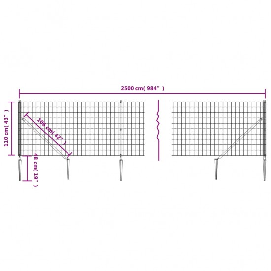 Vielinė tinklinė tvora su smaigais, žalios spalvos, 1,1x25m