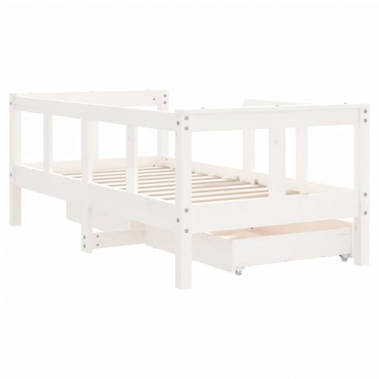 Vaikiškos lovos rėmas su stalčiais, baltas, 70x140cm, pušis