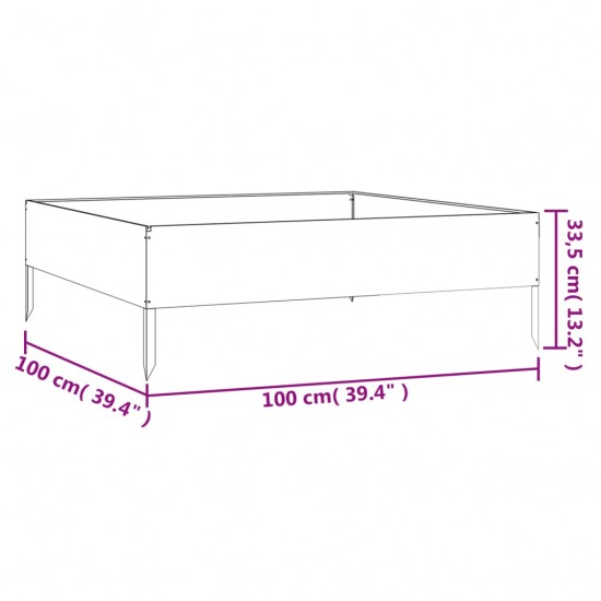 Aukštas sodo lovelis, 100x100x33,5cm, Corten plienas