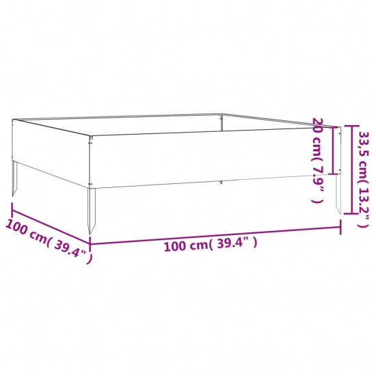 Aukštas sodo lovelis, 100x100x33,5cm, Corten plienas