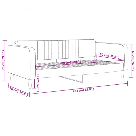 Sofa, juodos spalvos, 80x200cm, aksomas