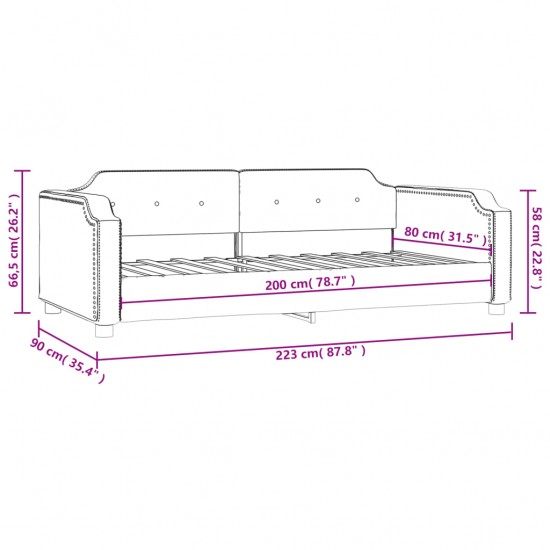 Sofa, juodos spalvos, 80x200cm, audinys