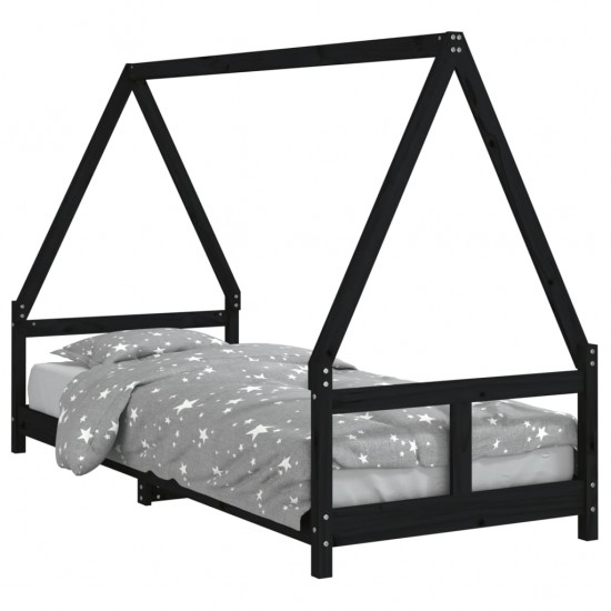 Vaikiškos lovos rėmas, juodas, 80x200cm, pušies masyvas