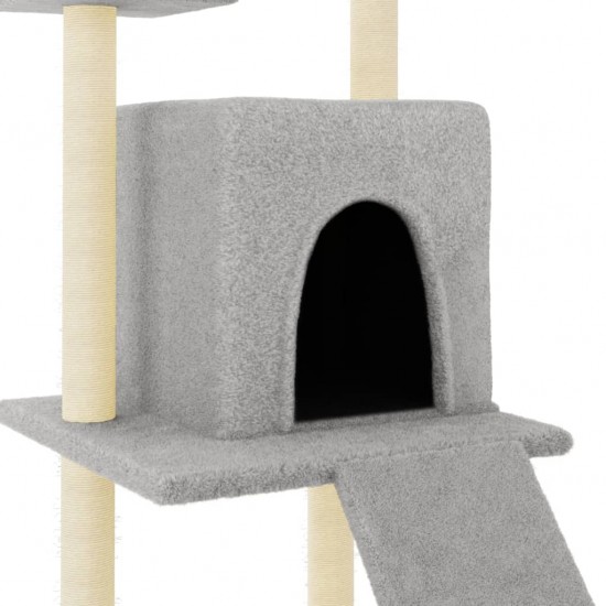 Draskyklė katėms su stovais iš sizalio, šviesiai pilka, 110cm