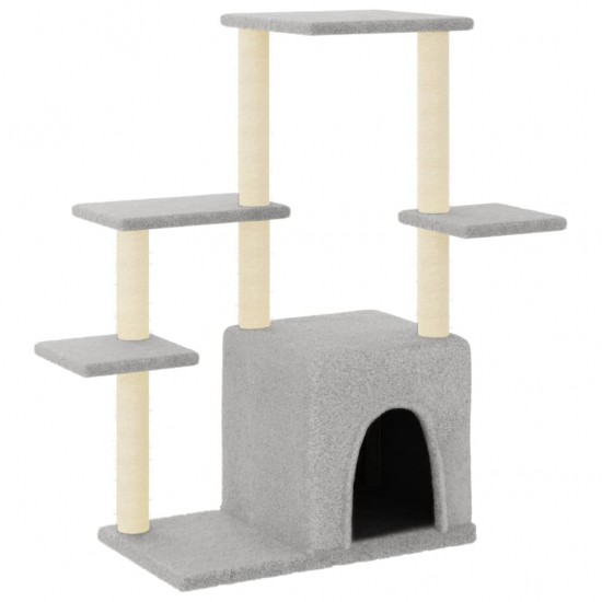 Draskyklė katėms su stovais iš sizalio, šviesiai pilka, 97,5cm