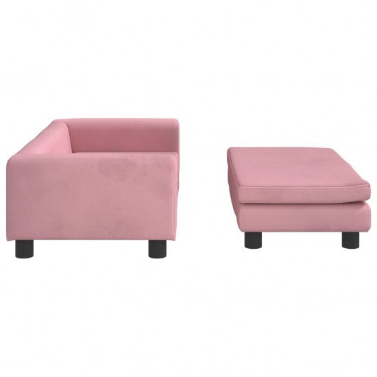 Vaikiška sofa su pakoja, rožinė, 100x50x30cm, aksomas