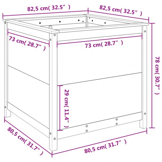 Sodo lovelis, baltas, 82,5x82,5x78cm, pušies medienos masyvas