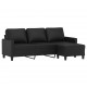 Trivietė sofa su pakoja, juodos spalvos, 180cm, dirbtinė oda