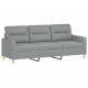 Trivietė sofa su pagalvėlėmis, šviesiai pilka, 180cm, audinys