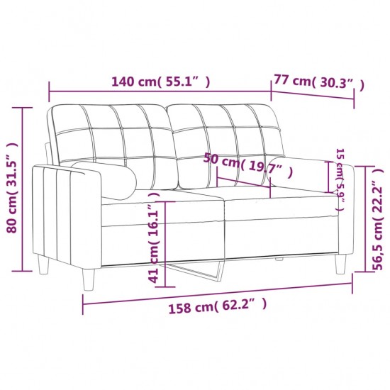 Dvivietė sofa su pagalvėlėmis, šviesiai geltona, 140cm, audinys
