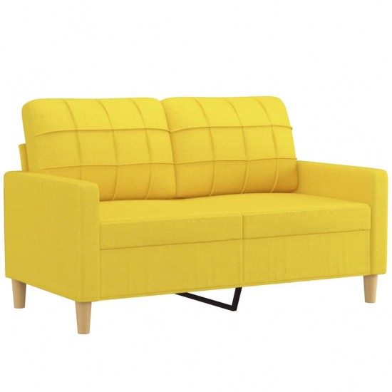 Dvivietė sofa su pagalvėlėmis, šviesiai geltona, 120cm, audinys