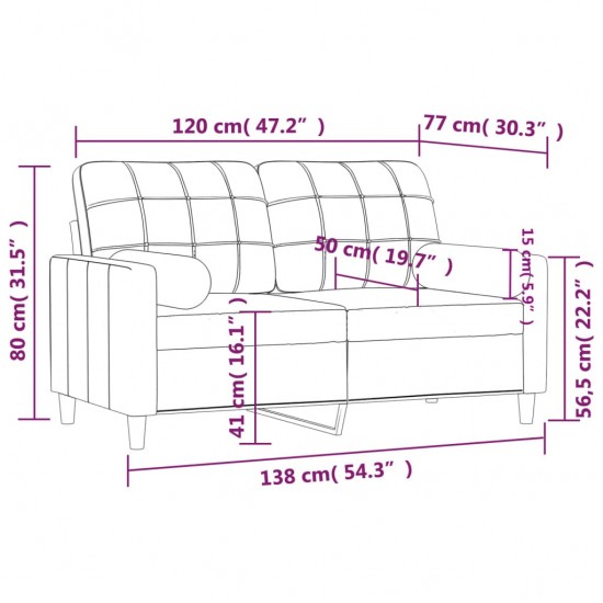 Dvivietė sofa su pagalvėlėmis, šviesiai geltona, 120cm, audinys