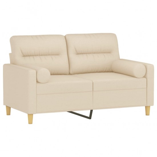 Dvivietė sofa su pagalvėlėmis, kreminės spalvos, 120cm, audinys