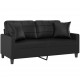 Dvivietė sofa su pagalvėlėmis, juoda, 140cm, dirbtinė oda