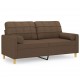 Dvivietė sofa su pagalvėlėmis, rudos spalvos, 140cm, audinys