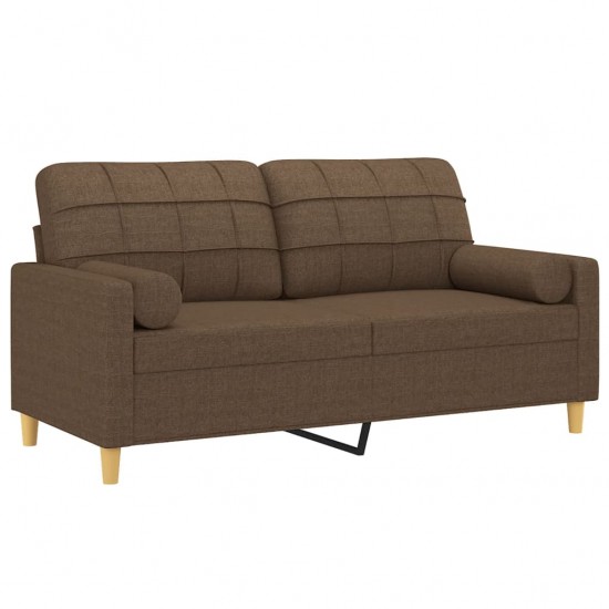 Dvivietė sofa su pagalvėlėmis, rudos spalvos, 140cm, audinys