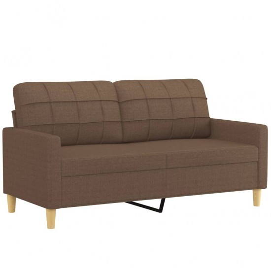 Dvivietė sofa su pagalvėlėmis, rudos spalvos, 140cm, audinys