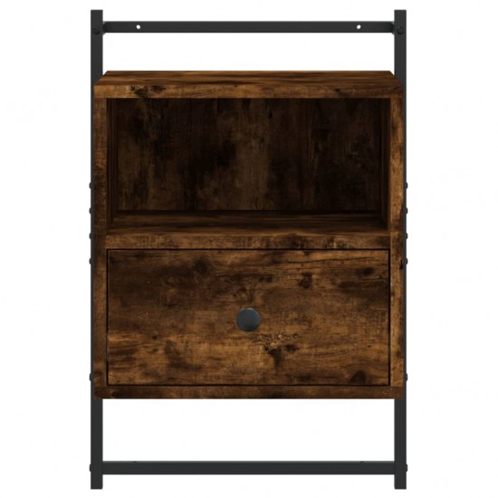 Sieninė naktinė spintelė, dūminė, 40x30x61cm, apdirbta mediena