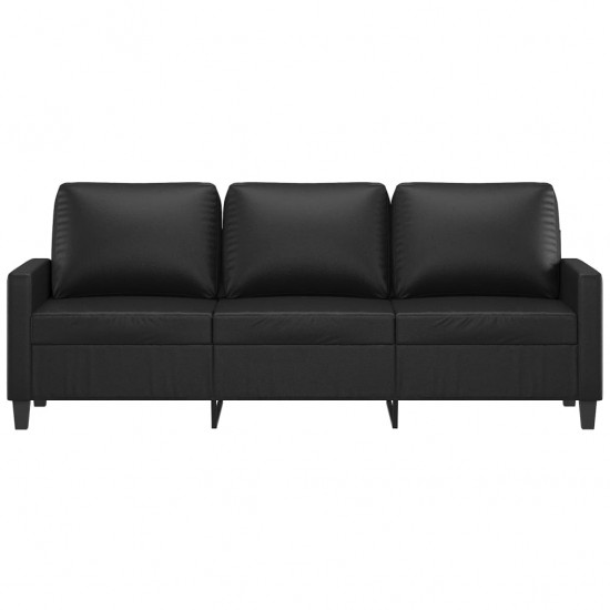 Trivietė sofa, juodos spalvos, 180cm, dirbtinė oda