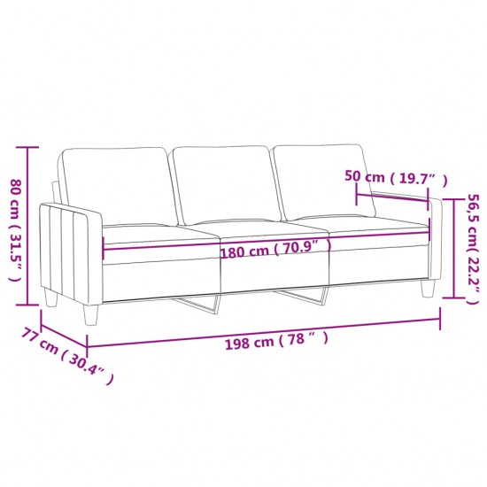 Trivietė sofa, juodos spalvos, 180cm, dirbtinė oda