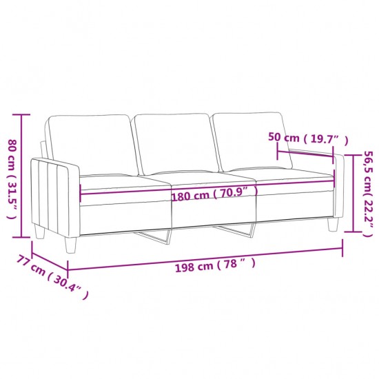 Trivietė sofa, raudonojo vyno spalvos, 180cm, audinys