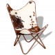 Išskleidžiama kėdė, rudos ir baltos spalvos, tikra karvės oda