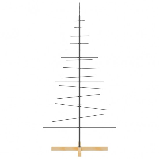 Metalinė Kalėdų eglutė su mediniu pagrindu, juoda, 150 cm
