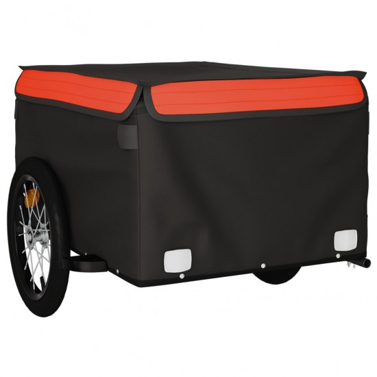 Krovininė dviračio priekaba, juoda ir oranžinė, 45kg, geležis