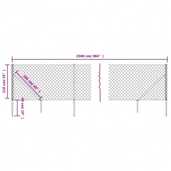 Tinklinė tvora su smaigais, antracito spalvos, 1,1x25m