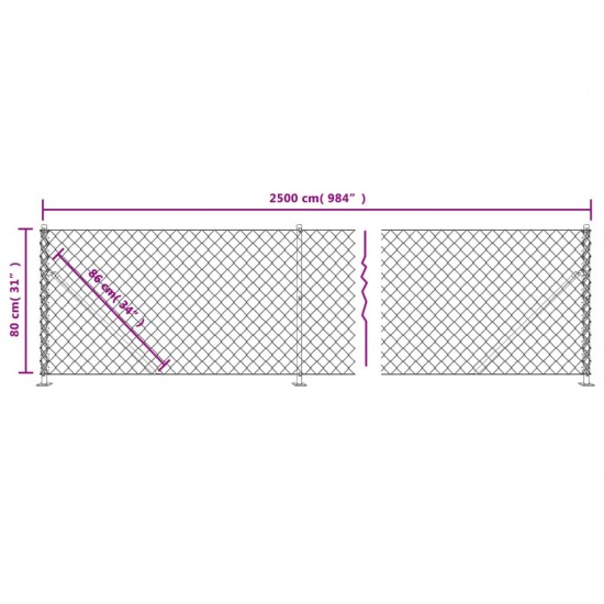 Tinklinė tvora su flanšais, antracito spalvos, 0,8x25m