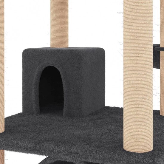 Draskyklė katėms su stovais iš sizalio, tamsiai pilka, 141cm