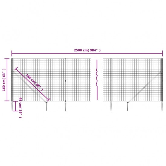 Vielinė tinklinė tvora su smaigais, žalios spalvos, 1,6x25m