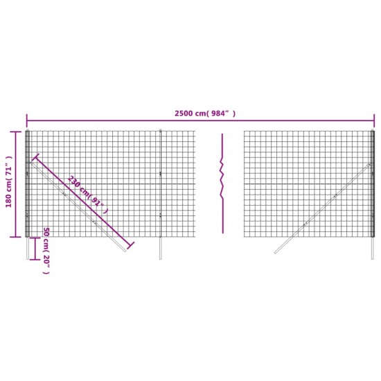 Vielinė tinklinė tvora, žalia, 1,8x25m, galvanizuotas plienas