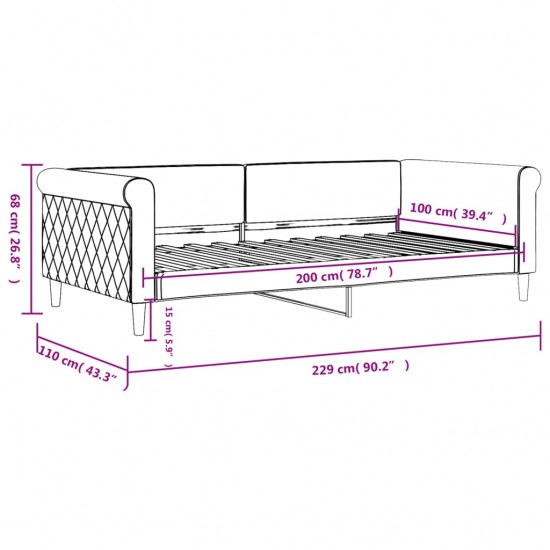 Sofa, juodos spalvos, 100x200cm, aksomas