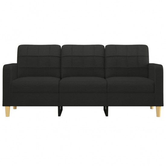 Trivietė sofa, juodos spalvos, 180cm, audinys