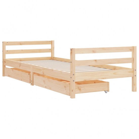 Vaikiškos lovos rėmas su stalčiais, 90x190cm, pušies masyvas