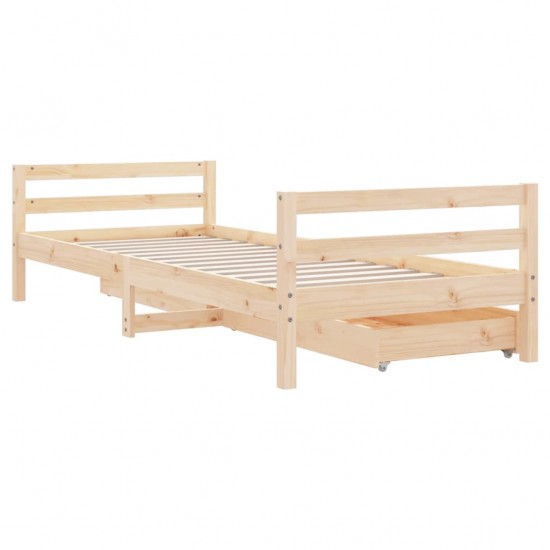 Vaikiškos lovos rėmas su stalčiais, 90x190cm, pušies masyvas