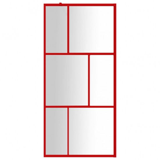 Dušo sienelė su skaidriu ESG stiklu, raudonos spalvos, 90x195cm